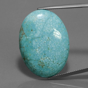 24.01カラットの天然ブルーグリーンターコイズ、オーバルカット、オペーク