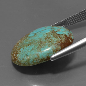 12.94カラットの天然ブルーグリーンターコイズ（21.2×17.1 mm・オーバルカット）