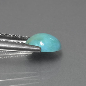 1.27カラットの天然ブルーグリーンターコイズ（8.3×6.9 mm・オーバルカット）
