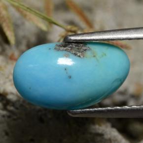 1.34カラットの天然ブルーターコイズ（11.9×6.8 mm・ファンシーシェイプ）