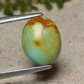 1.91カラットの天然ブルーグリーンターコイズ（10.2×8 mm・オーバルカット）
