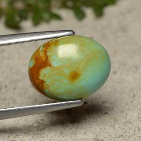 1.91カラットの天然ブルーグリーンターコイズ（10.2×8 mm・オーバルカット）