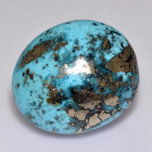 23.38カラットの天然ブルーターコイズ（19.4×16.8 mm・オーバルカット）