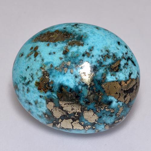 23.38カラットの天然ブルーターコイズ（19.4×16.8 mm・オーバルカット）