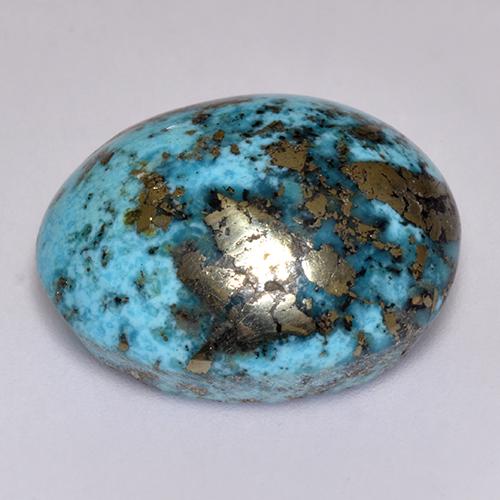 23.38カラットの天然ブルーターコイズ（19.4×16.8 mm・オーバルカット）