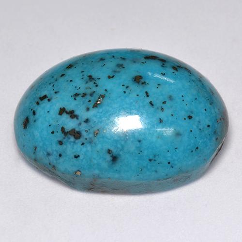23.76カラットの天然ダークグリーンがかったブルーターコイズ（21.8×17.6 mm・オーバルカット）