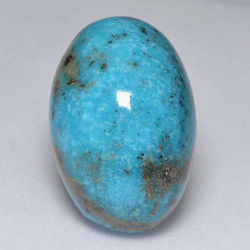 31.22カラットの天然ミディアム緑がかった青ターコイズ（24.3×16.3 mm・オーバルカット）