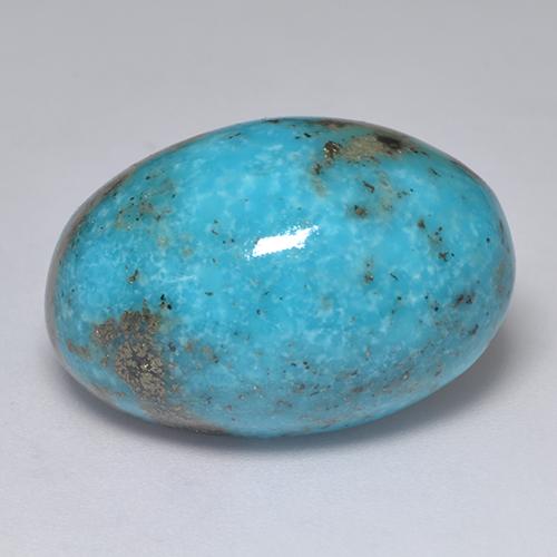 31.22カラットの天然ミディアム緑がかった青ターコイズ（24.3×16.3 mm・オーバルカット）