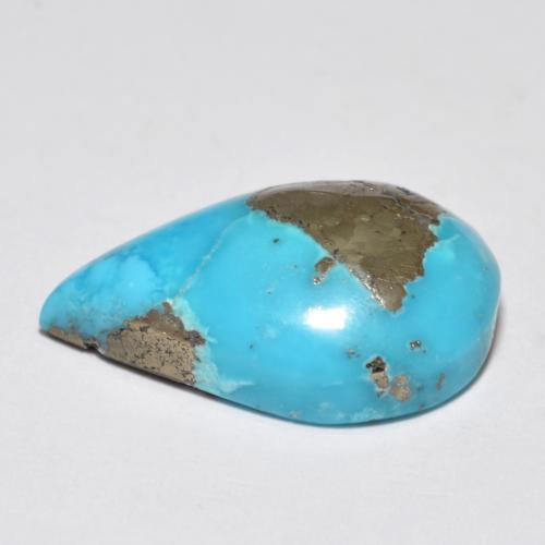 12.80カラットの天然緑がかった青ターコイズ（20.3×13.6 mm・洋梨の形）