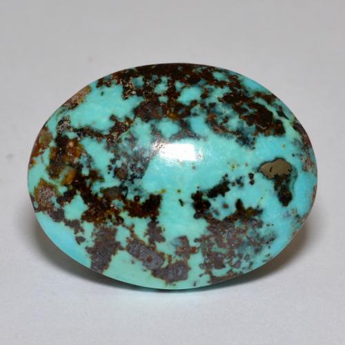 18.42カラットの天然グリーンブルーターコイズ（20.4×16 mm・オーバルカット）