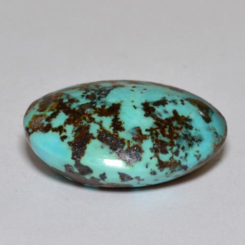 18.42カラットの天然グリーンブルーターコイズ（20.4×16 mm・オーバルカット）