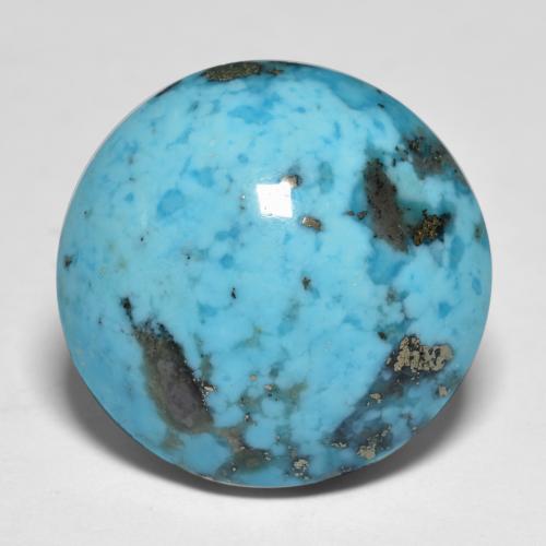 18.58カラットの天然緑がかった青ターコイズ（16.96 mm・ラウンドカット）