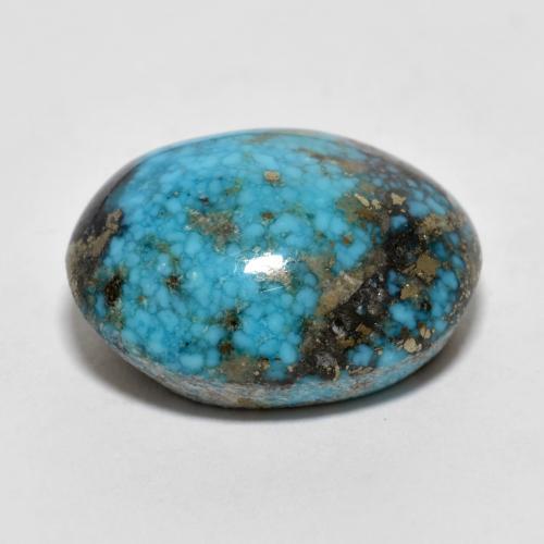 22.66カラットの天然ダークグリーンがかったブルーターコイズ（19.2×16.1 mm・オーバルカット）