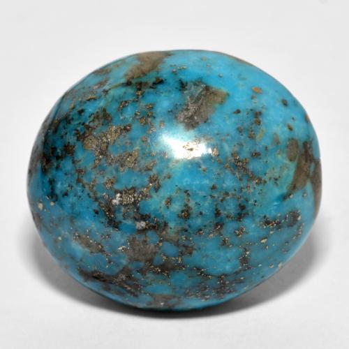 32.76カラットの天然ダークグリーンがかったブルーターコイズ（22.2×19.5 mm・オーバルカット）