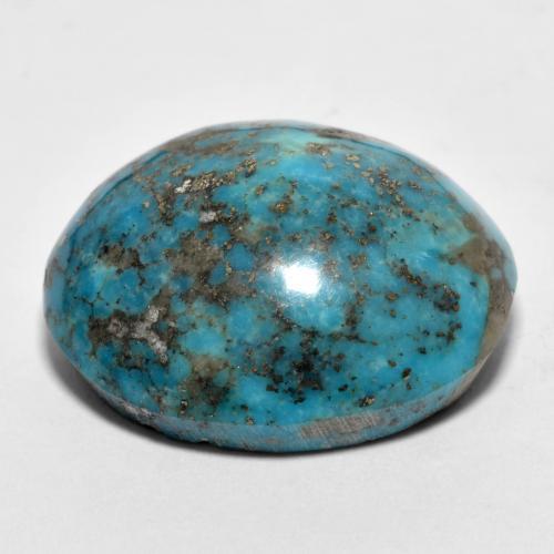 32.76カラットの天然ダークグリーンがかったブルーターコイズ（22.2×19.5 mm・オーバルカット）