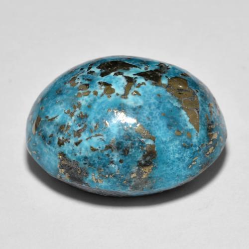 31.67カラットの天然ダークグリーンがかったブルーターコイズ（20.7×16.9 mm・オーバルカット）