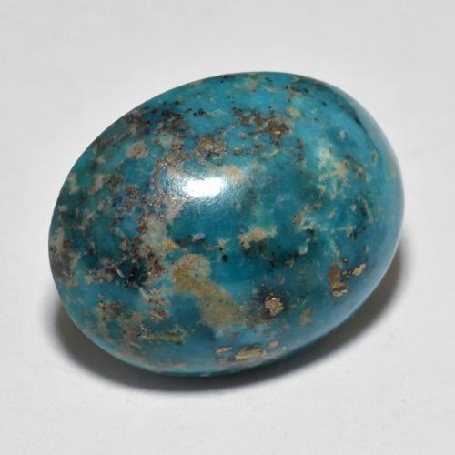22.71カラットの天然ダークグリーンがかったブルーターコイズ（19.8×15.7 mm・オーバルカット）