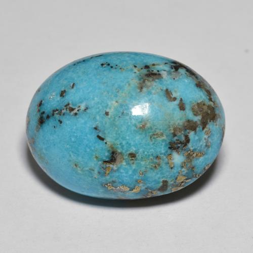 21.02カラットの天然緑がかった青ターコイズ（19.6×14.4 mm・オーバルカット）