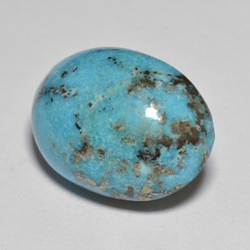 21.02カラットの天然緑がかった青ターコイズ（19.6×14.4 mm・オーバルカット）