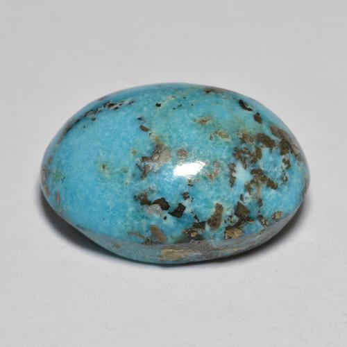 21.02カラットの天然緑がかった青ターコイズ（19.6×14.4 mm・オーバルカット）