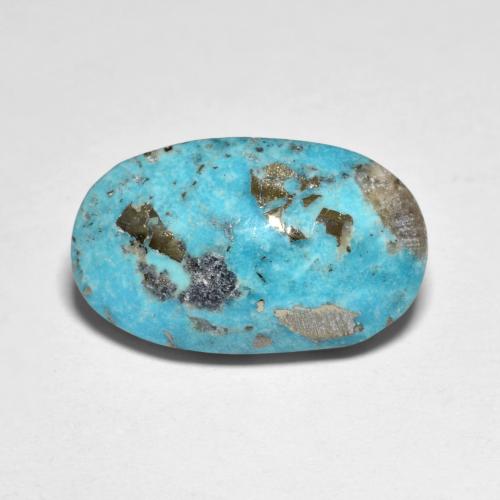 11.52カラットの天然緑がかった青ターコイズ（19.2×11.5 mm・オーバルカット）