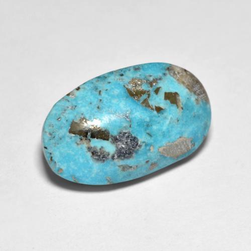 11.52カラットの天然緑がかった青ターコイズ（19.2×11.5 mm・オーバルカット）