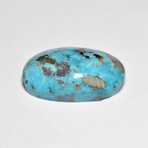 11.52カラットの天然緑がかった青ターコイズ（19.2×11.5 mm・オーバルカット）