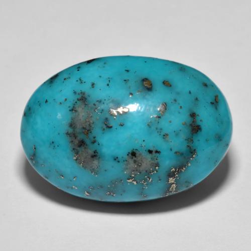 23.92カラットの天然緑がかった青ターコイズ（22.1×15.2 mm・オーバルカット）