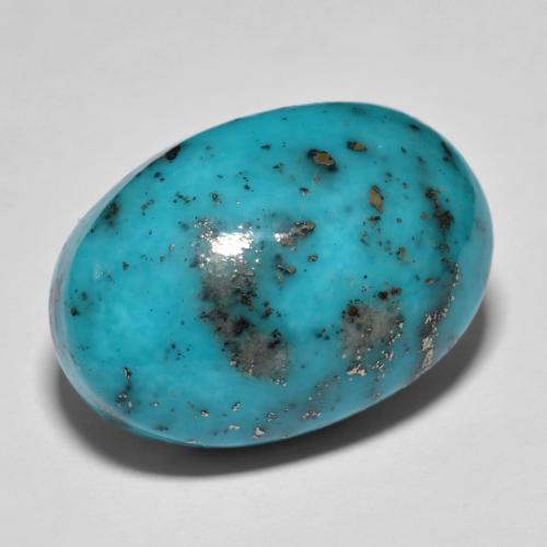 23.92カラットの天然緑がかった青ターコイズ（22.1×15.2 mm・オーバルカット）