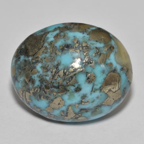 31.45カラットの天然緑がかった青ターコイズ（21.3×17.4 mm・オーバルカット）