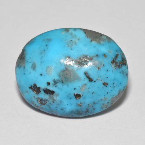 13.04カラットの天然緑がかった青ターコイズ（18.2×14.4 mm・オーバルカット）