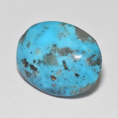 13.04カラットの天然緑がかった青ターコイズ（18.2×14.4 mm・オーバルカット）