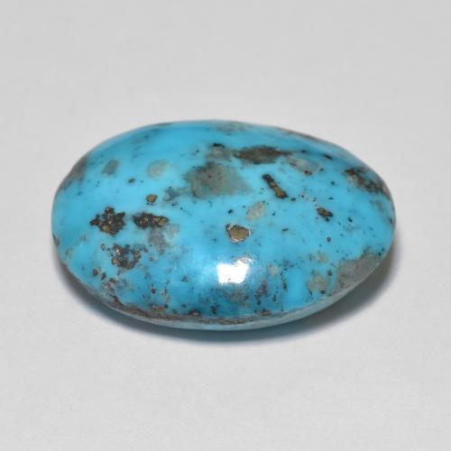 13.04カラットの天然緑がかった青ターコイズ（18.2×14.4 mm・オーバルカット）