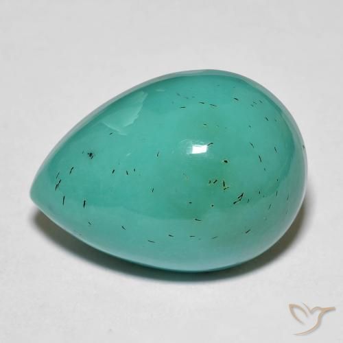 19.94カラットの天然ミディアム青みがかった緑ターコイズ（20.5×14.7 mm・洋梨の形）