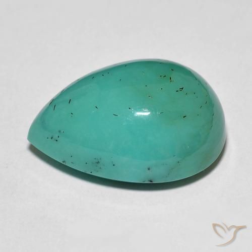 19.94カラットの天然ミディアム青みがかった緑ターコイズ（20.5×14.7 mm・洋梨の形）