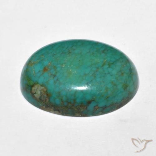 9.91カラットの天然ブルーグリーンターコイズ（19.2×15 mm・オーバルカット）