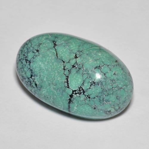 13.76カラットの天然エレクトリックブルートーンターコイズ（21.9×13.3 mm・オーバルカット）