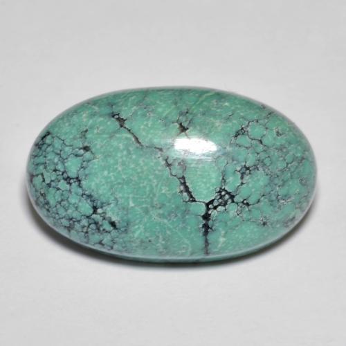 13.76カラットの天然エレクトリックブルートーンターコイズ（21.9×13.3 mm・オーバルカット）