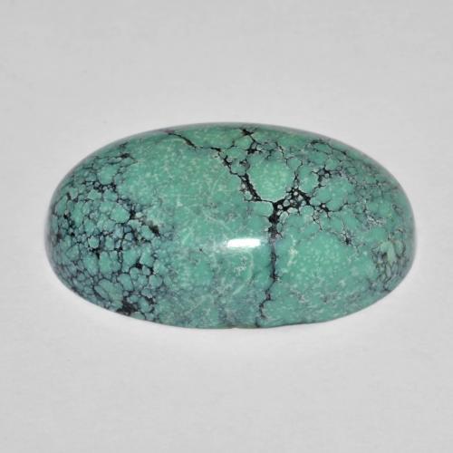 13.76カラットの天然エレクトリックブルートーンターコイズ（21.9×13.3 mm・オーバルカット）
