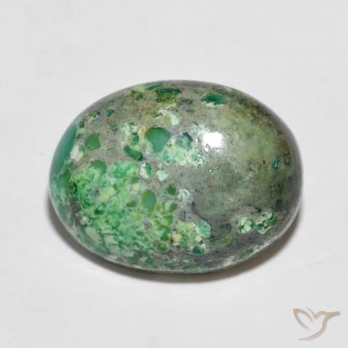 6.49ct 天然 アップルグリーン ターコイズ, 楕円形, オペーク