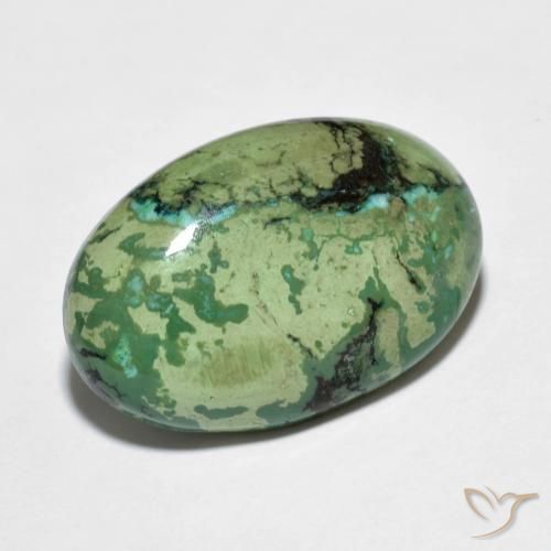 9.73カラットの天然アップルグリーンターコイズ（20×13.1 mm・オーバルカット）