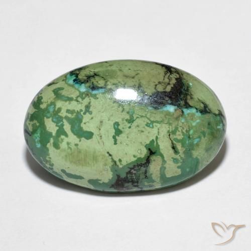 9.73カラットの天然アップルグリーンターコイズ（20×13.1 mm・オーバルカット）