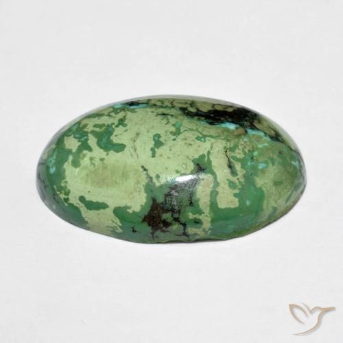 9.73カラットの天然アップルグリーンターコイズ（20×13.1 mm・オーバルカット）