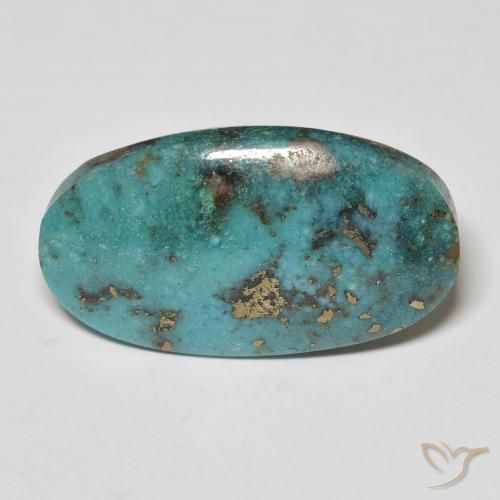 21.59ct 天然 青みがかったグリーン ターコイズ, 楕円形, オペーク