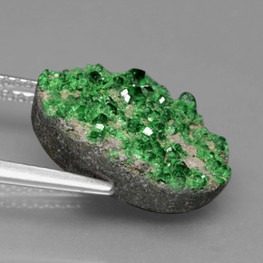 9.86カラットの天然Deep Earthy Greenウバロバイト ガーネットドゥルージー、ファンシー、オペーク