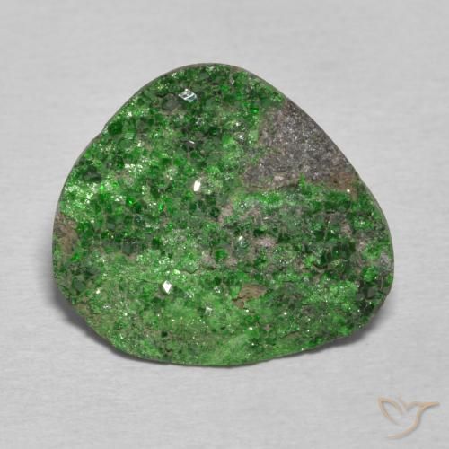 12.59ct 天然 ダークグリーン ウバロバイト ガーネットドゥルージー, ファンシー, オペーク