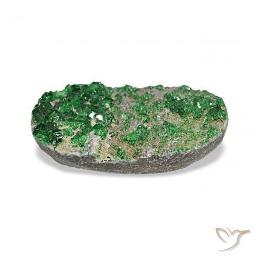 7.91カラットの天然Deep Earthy Greenウバロバイト ガーネットドゥルージー、オーバルカット、オペーク