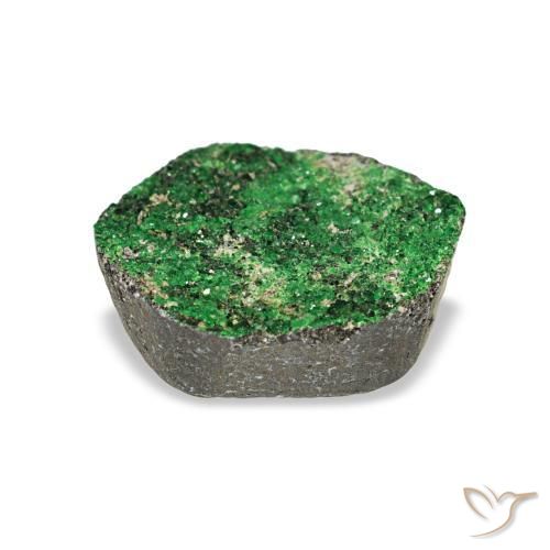 5.86カラットの天然ダークグリーンウバロバイト ガーネットドゥルージー、ファンシーシェイプ、オペーク