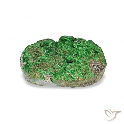 4.97カラットの天然Deep Earthy Greenウバロバイト ガーネットドゥルージー、ファンシーシェイプ、オペーク