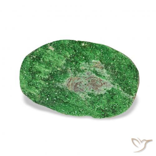 5.69カラットの天然Deep Earthy Greenウバロバイト ガーネットドゥルージー、オーバルカット、オペーク